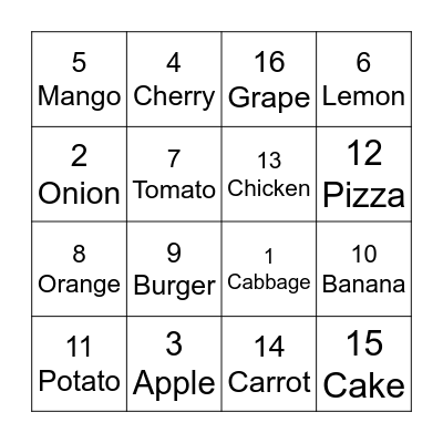 Bingo Blitz Bingo Card
