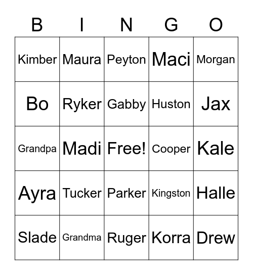 Brown Bingo Card