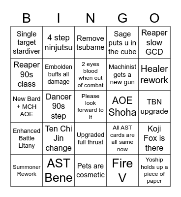 Fili's copium hit Bingo Card
