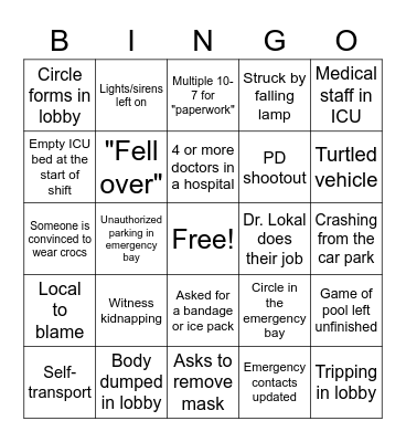 NDRP Medical Bingo Card