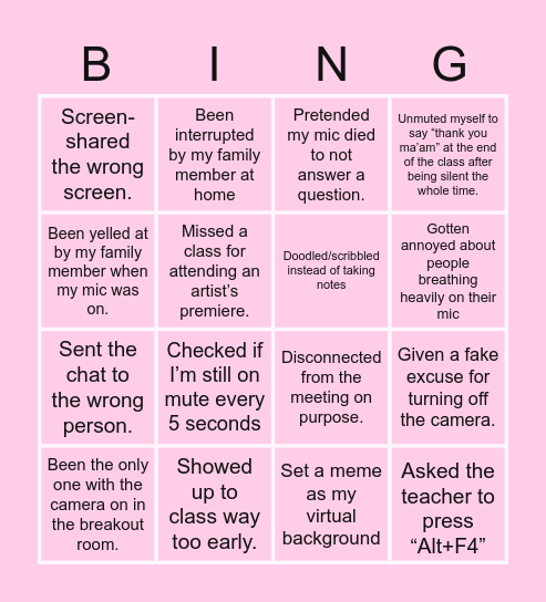 Evexia Bingo Card