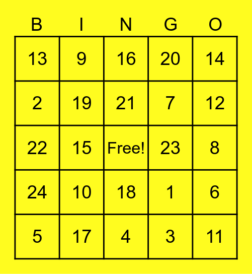 BINGO TIME Bingo Card