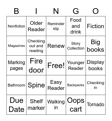 Library Rules Bingo Card