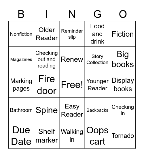 Library Rules Bingo Card