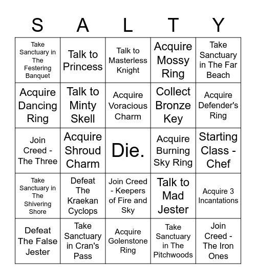 Salt and Sanctuary Bingo Card