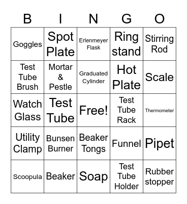 Lab Equipment Bingo Card