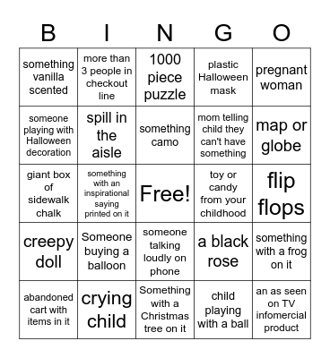 Dollar Store Bingo Card
