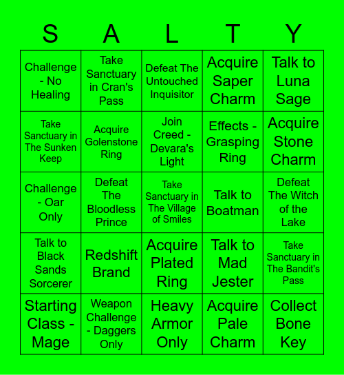 Salt & Sanctuary Bingo Card