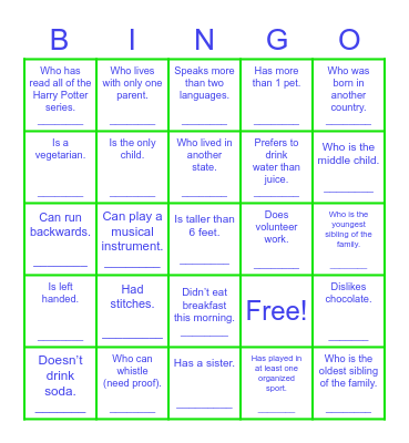 Find Someone Who... Bingo Card