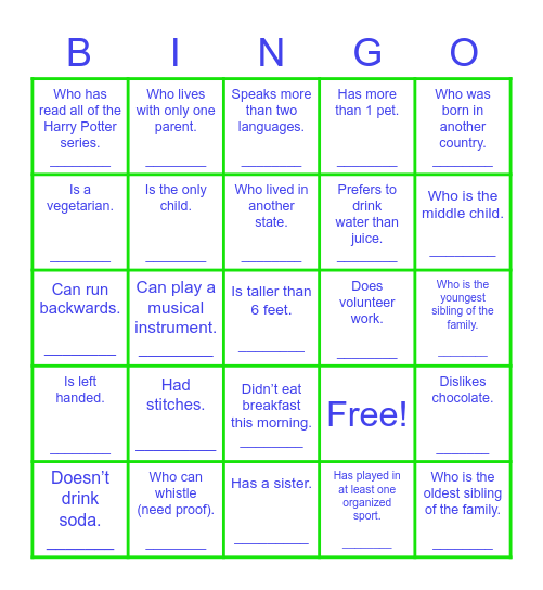 Find Someone Who... Bingo Card