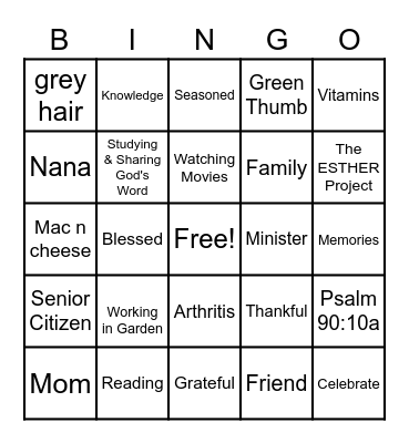 Ernestine's 70th Birthday!! Bingo Card