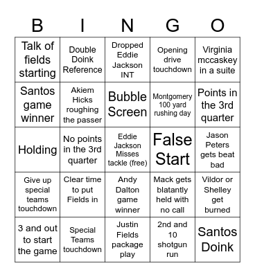 Bears Bingo 2021-2022 Bingo Card