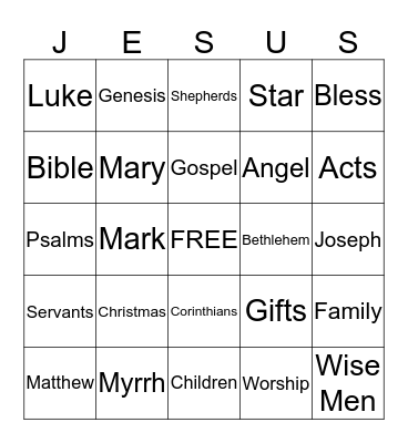 Christian Bingo Card