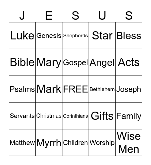 Christian Bingo Card