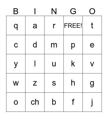 ABC Bingo Card