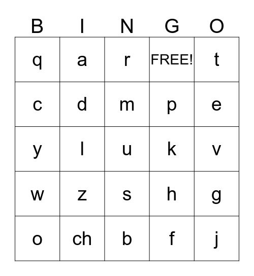 ABC Bingo Card