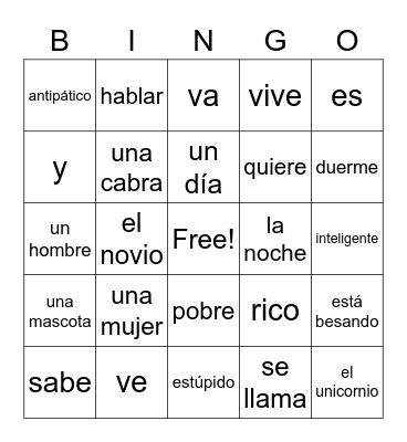 Spanish 10 - La Aventura de Camping Bingo Card