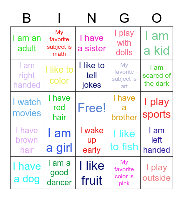 Get to know you BINGO! Bingo Card