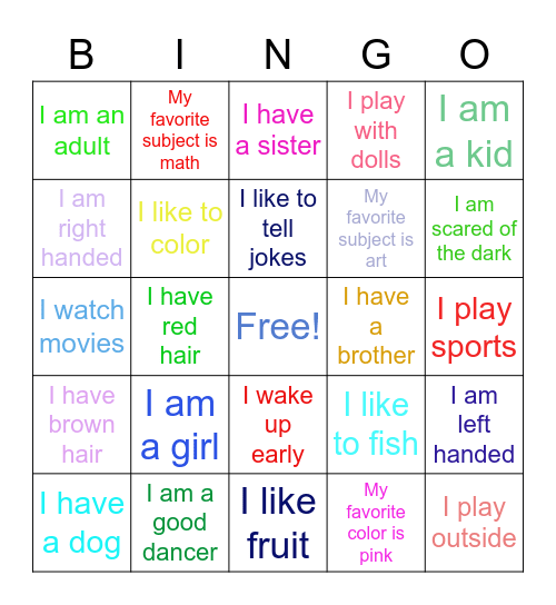 Get to know you BINGO! Bingo Card