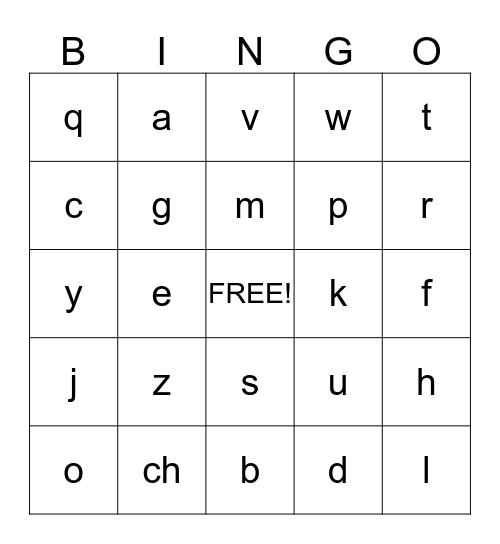 ABC Bingo Card