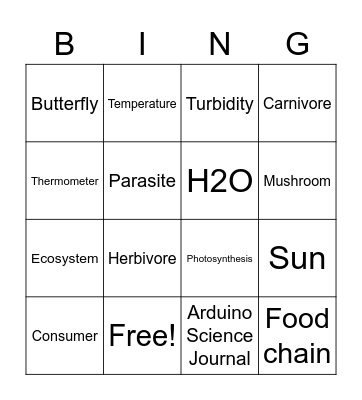 Y9 Ecosystems Bingo Card