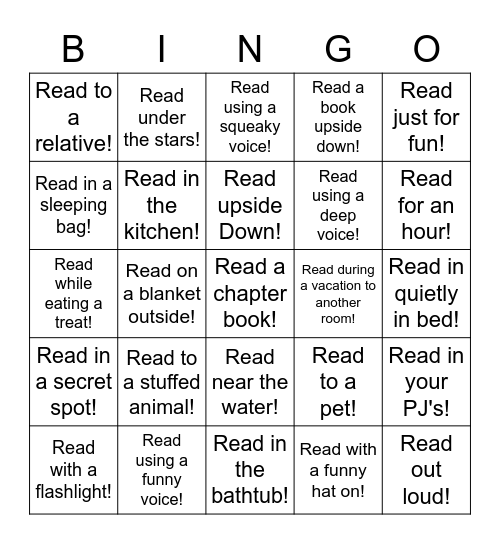 Spring Reading Challenge Bingo Card