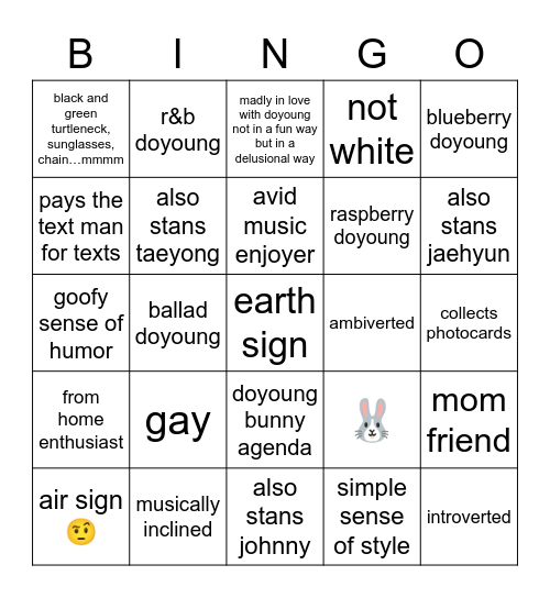 dozennie bingo Card