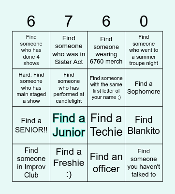 Troupe Bingo Card