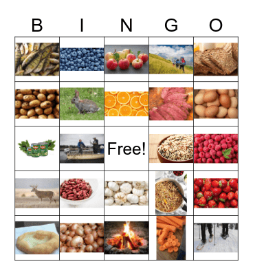 Healthy food bingo Card