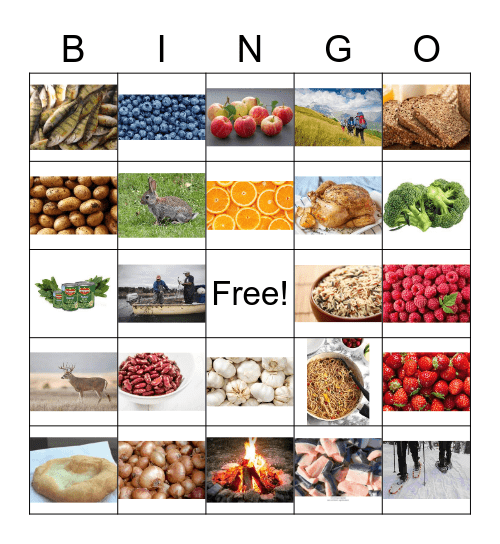 Healthy food bingo Card