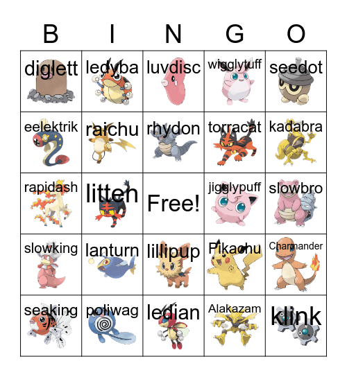 Pokemon Bingo Card