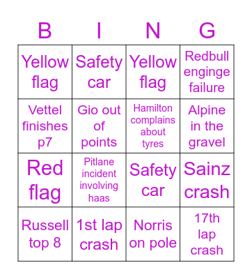 Monza 2021 🇮🇹 Bingo Card