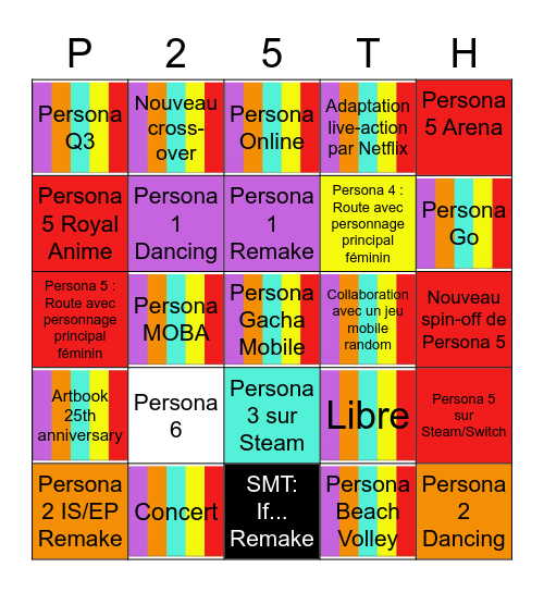 Bingo Persona 25th anniversary Bingo Card