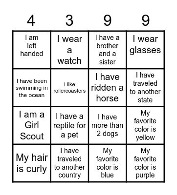 Troop 4399 Scout Bingo Card