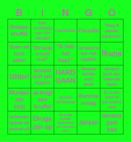 X bingo Card