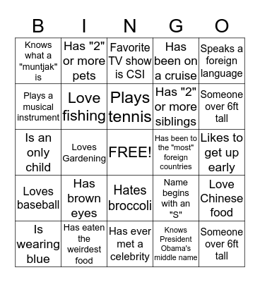 ICE BREAKER BINGO Card