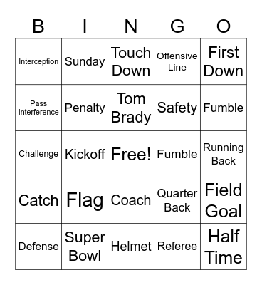 Football Throwdown 2021 Bingo Card