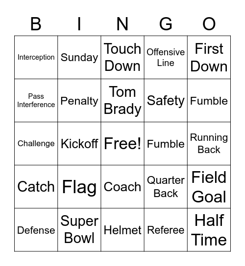 Football Throwdown 2021 Bingo Card