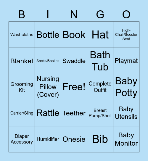 Baby Gift Bingo Card