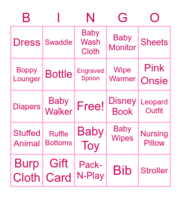 Baby Bingo! Bingo Card