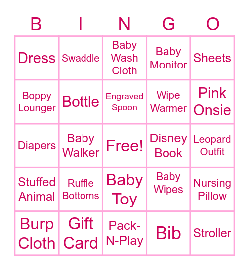 Baby Bingo! Bingo Card