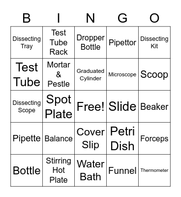 Lab Equipment Bingo Card