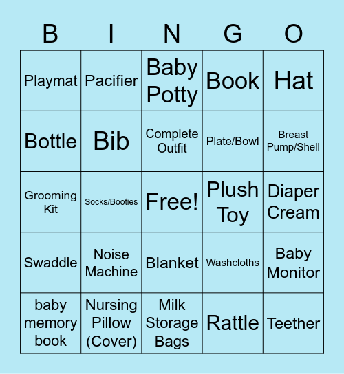 Baby Gift Bingo Card