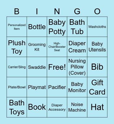 Baby Gift Bingo Card