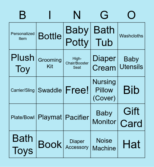 Baby Gift Bingo Card