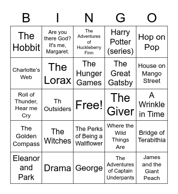 Banned Book Bingo Card