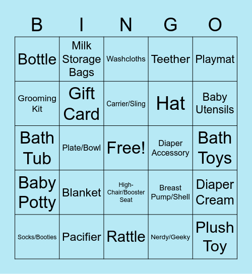 Baby Gift Bingo Card