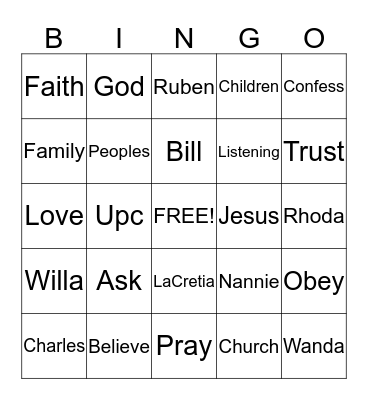 LaVonne 65th "Love" Birthday Bingo Card
