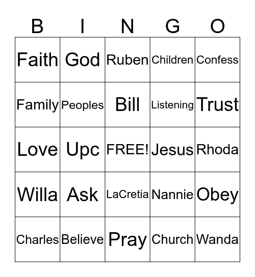 LaVonne 65th "Love" Birthday Bingo Card