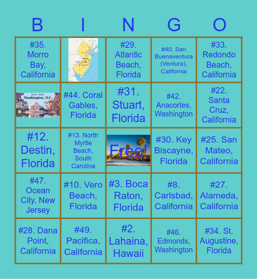 Best Beach Towns to Live In Bingo Card